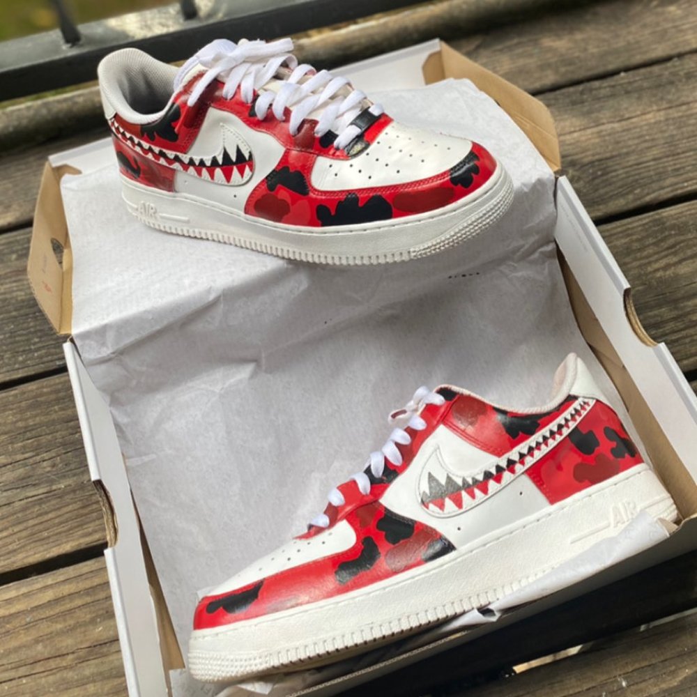 Custom Nike AF1 Red Bape